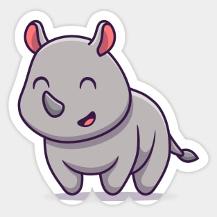 Cute Rhino Smiling Sticker